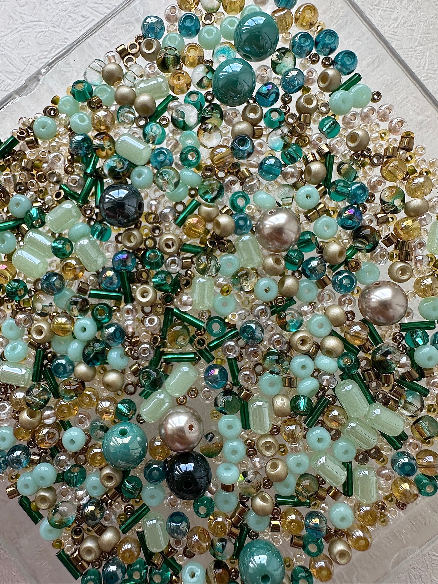 Beads Mixes 50g/ Teal and Gold