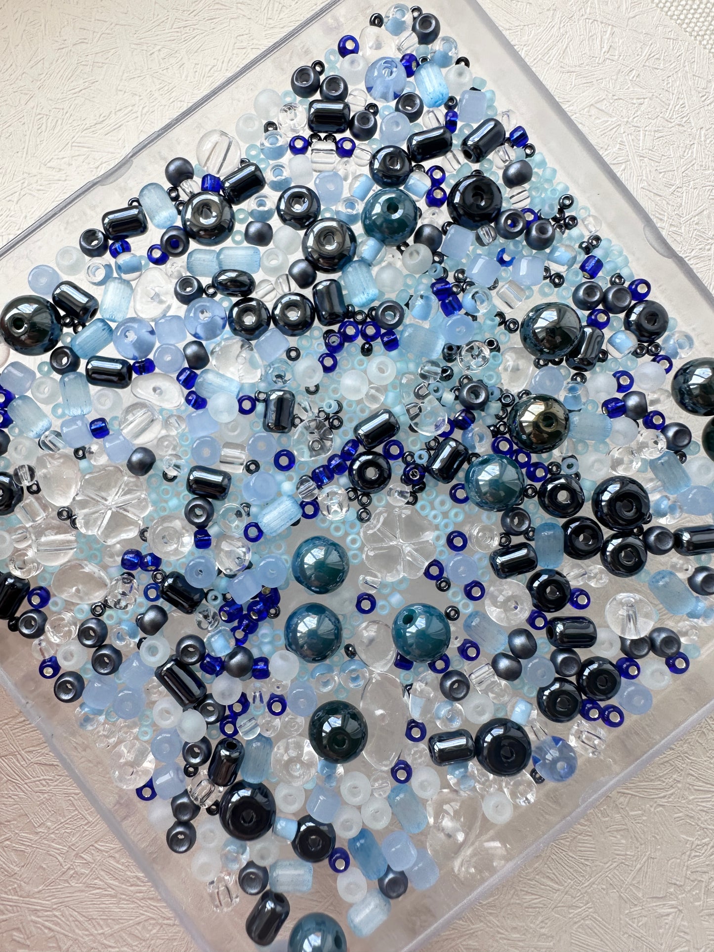 Mixed Bead Soup 50g/Steel blue and Blue