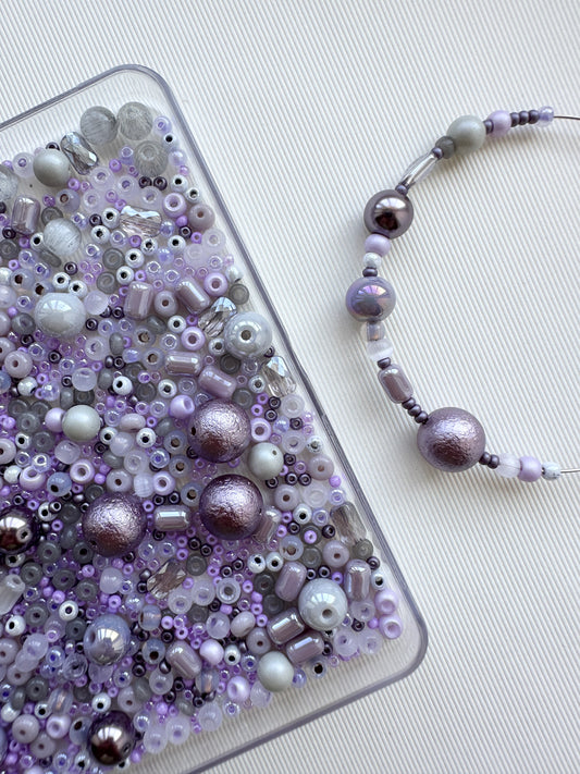 Beads mix 50g/Lilac and grey