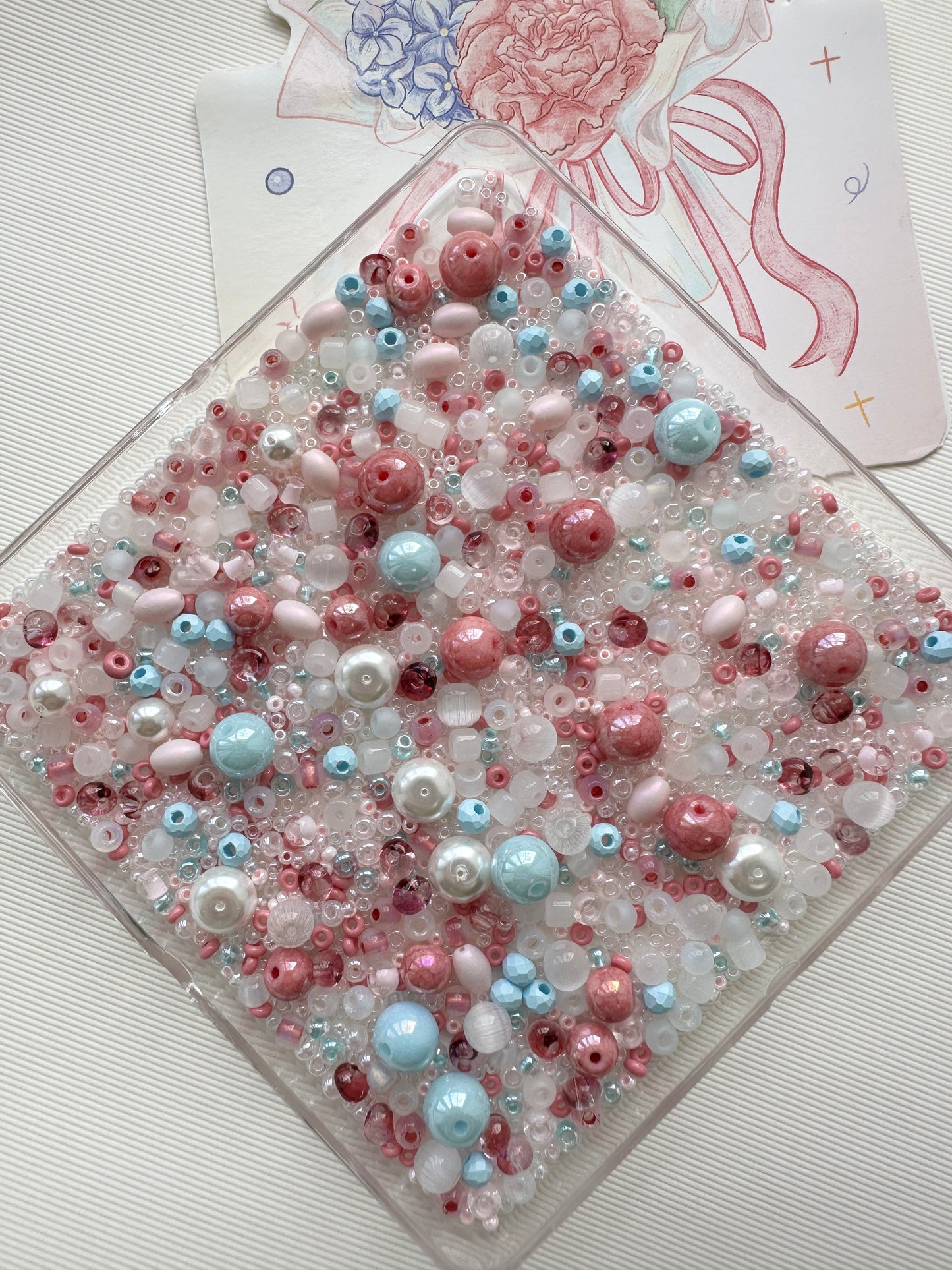 Mixed Beads Soup 50g / Pink and Light Blue