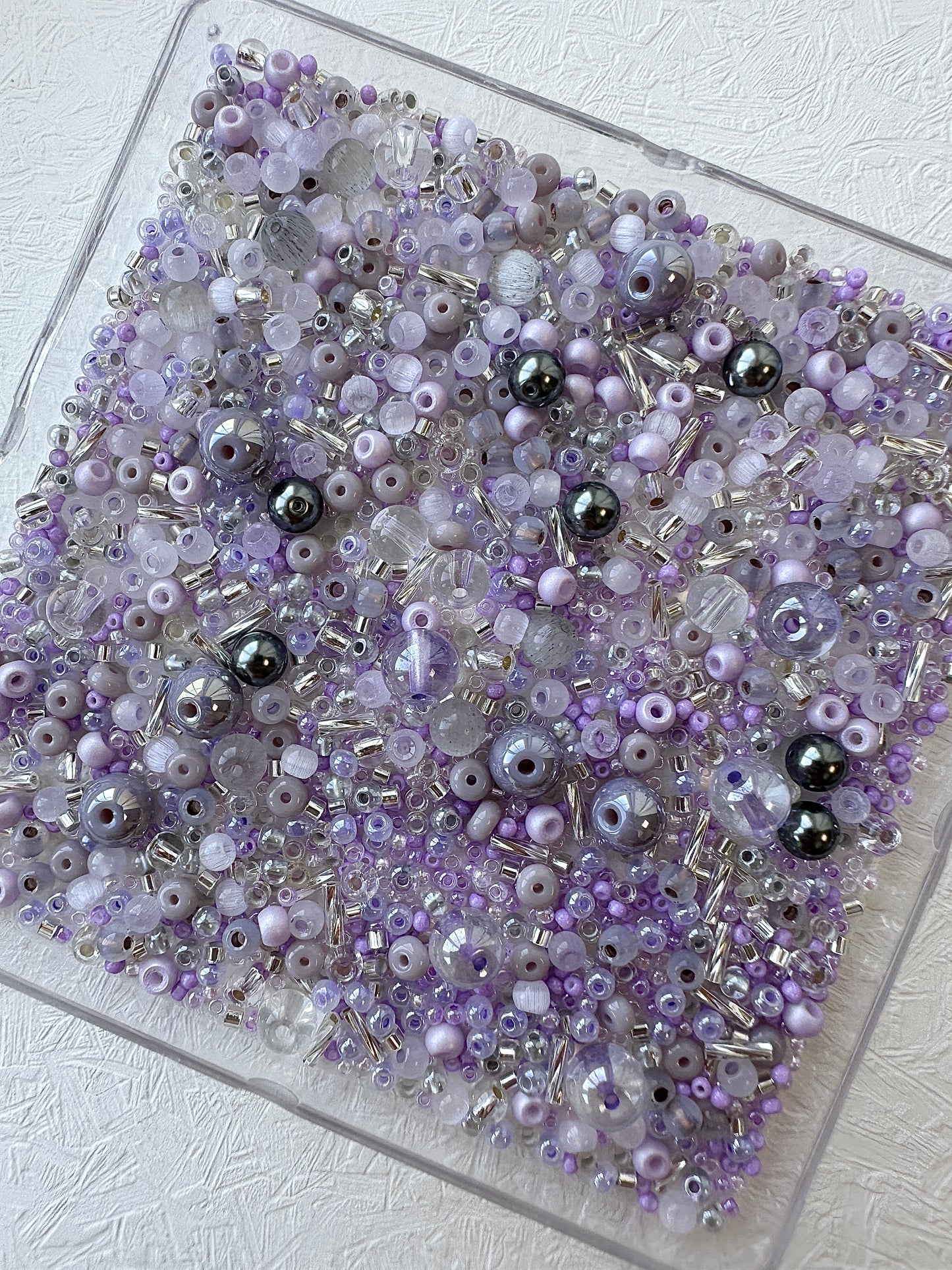 Mixed bead soup 50g/Lilac and silver