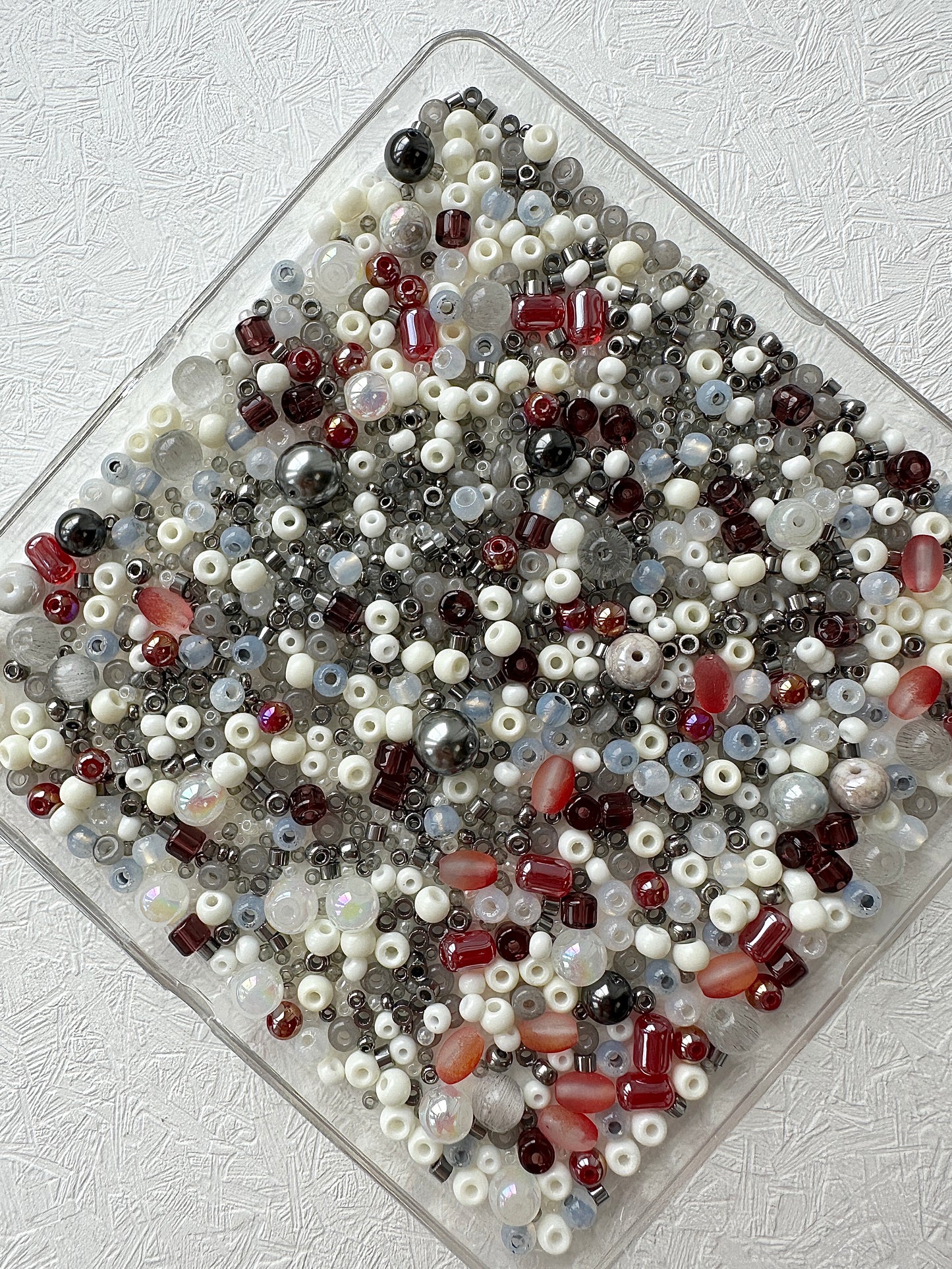 Mixed bead soup 50g/grey and burgundy