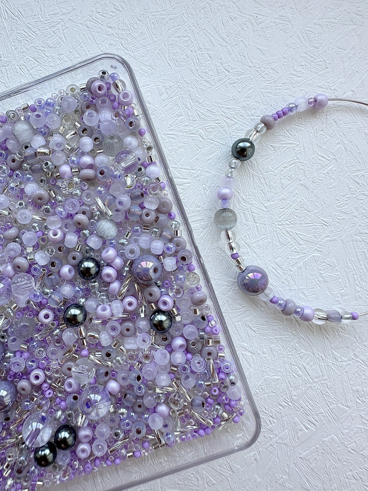 Mixed bead soup 50g/Lilac and silver