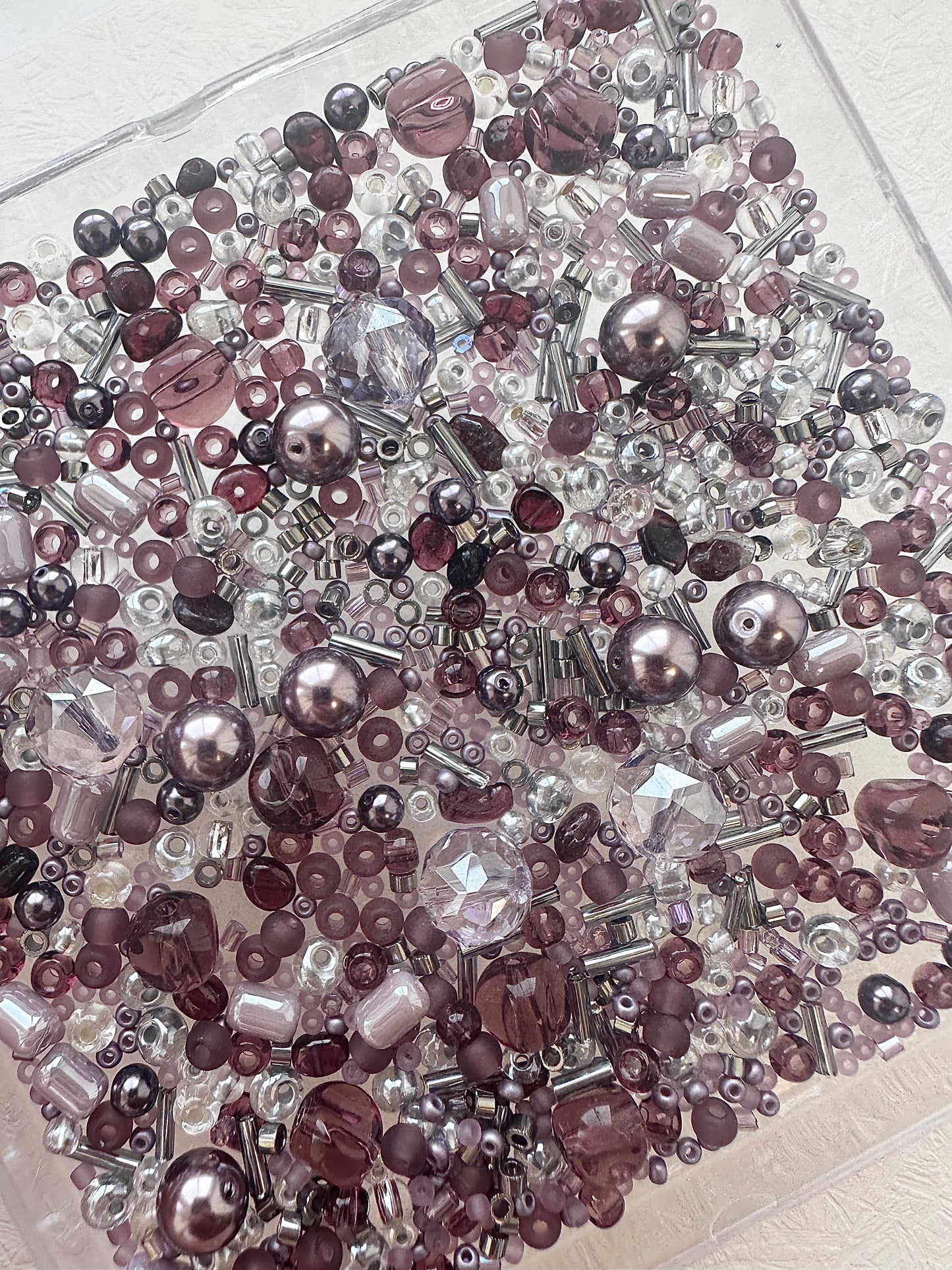 Mixed bead soup 50g/smoky purple and silver