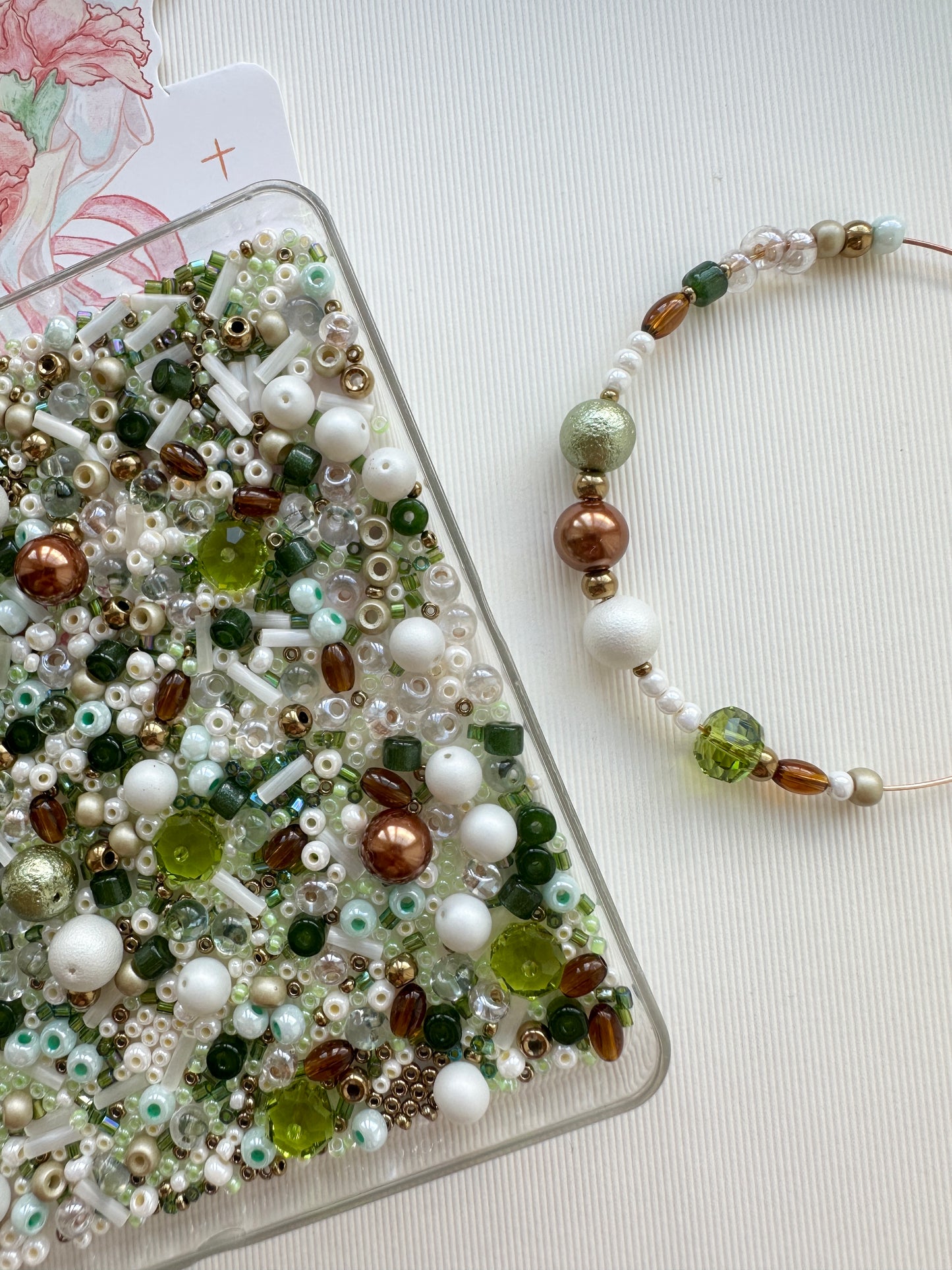 Mixed beads soup 50g/beads mix/Avocado Green