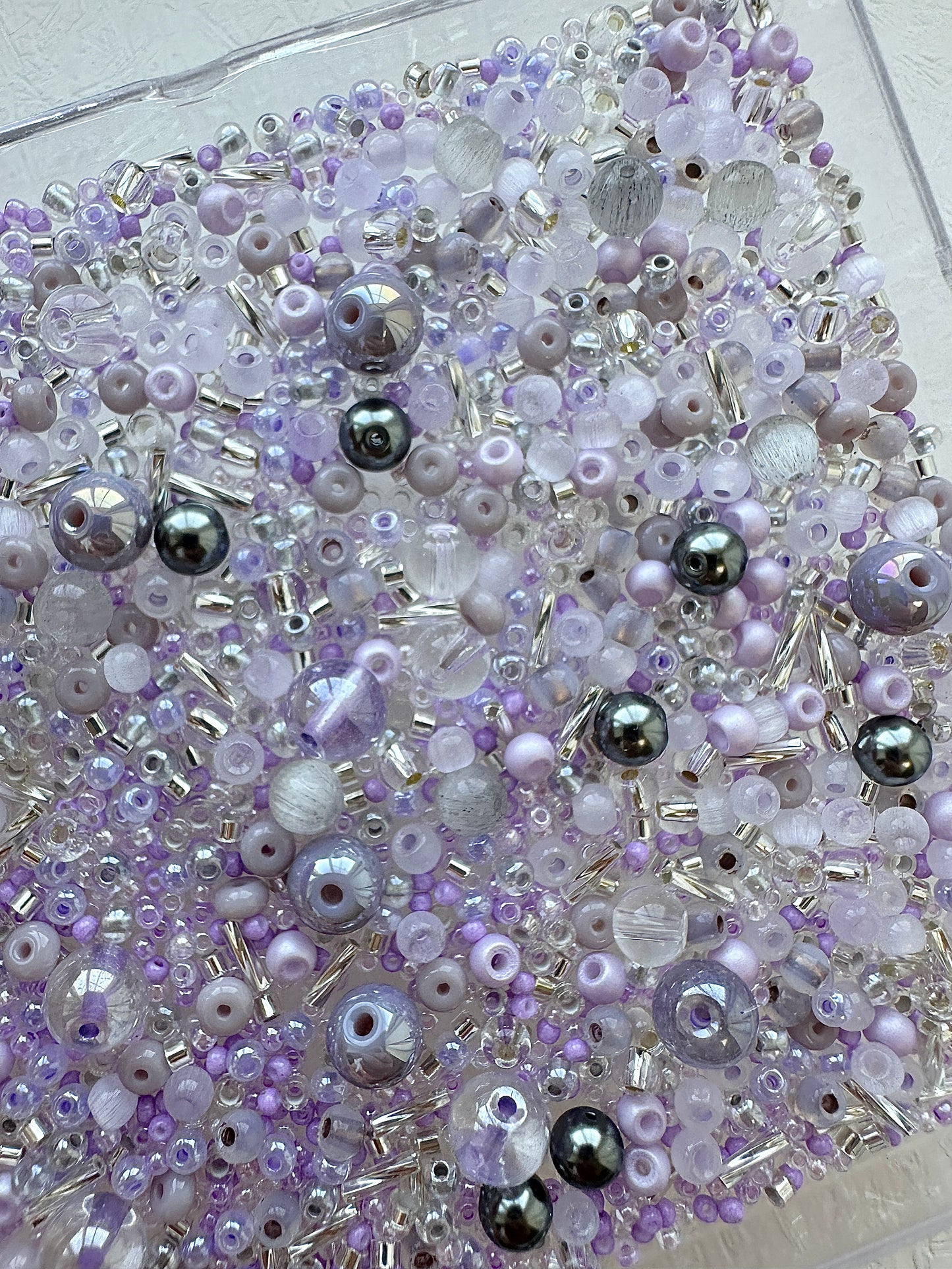 Mixed bead soup 50g/Lilac and silver