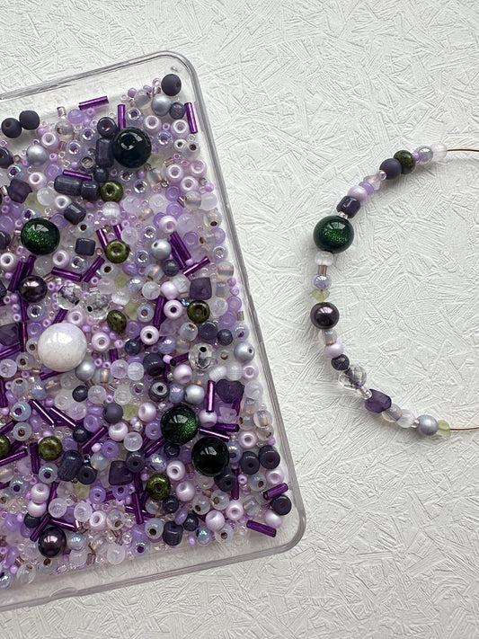 Mixed bead soup 50g/purple and dark green