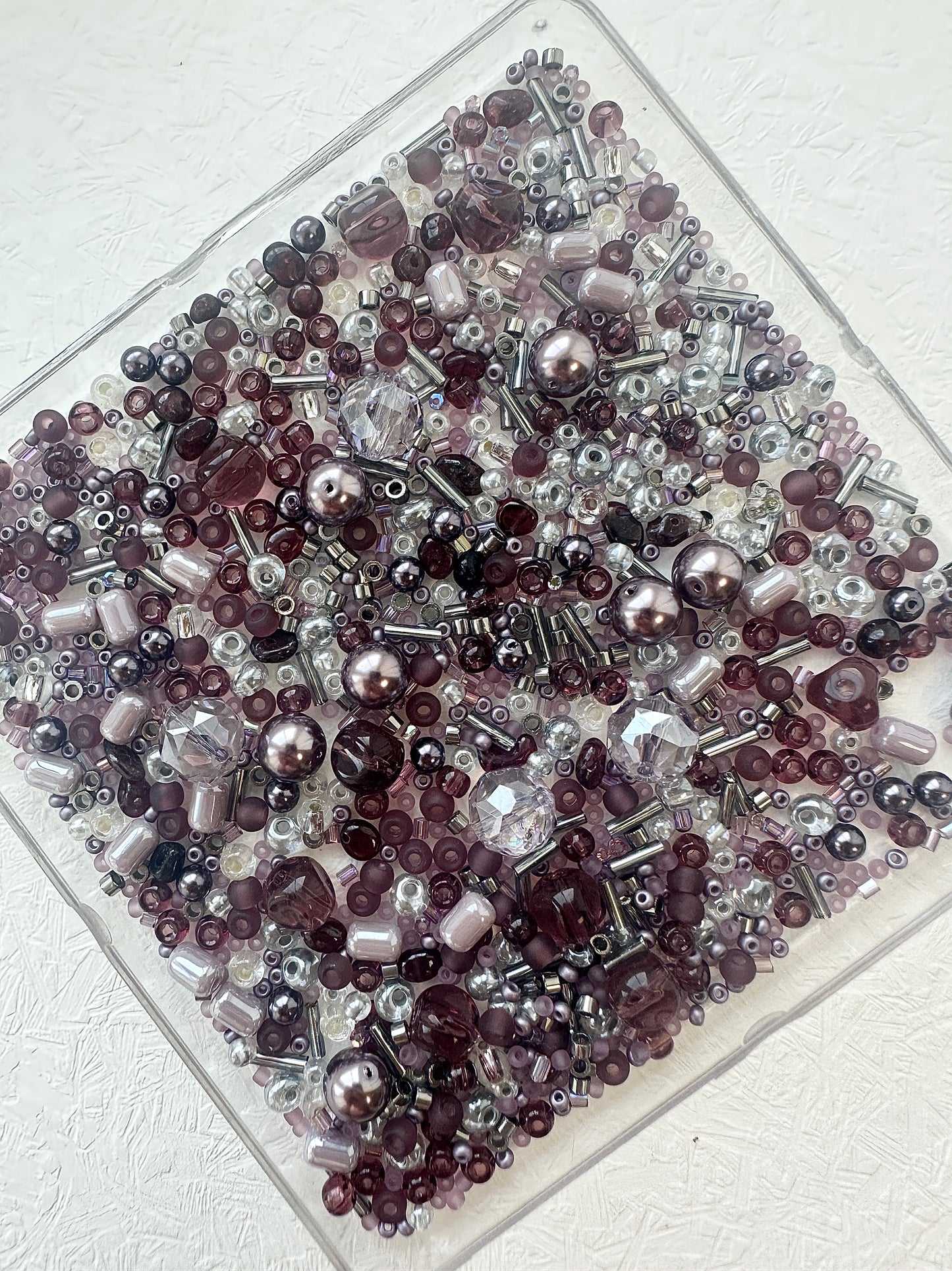 Mixed bead soup 50g/smoky purple and silver