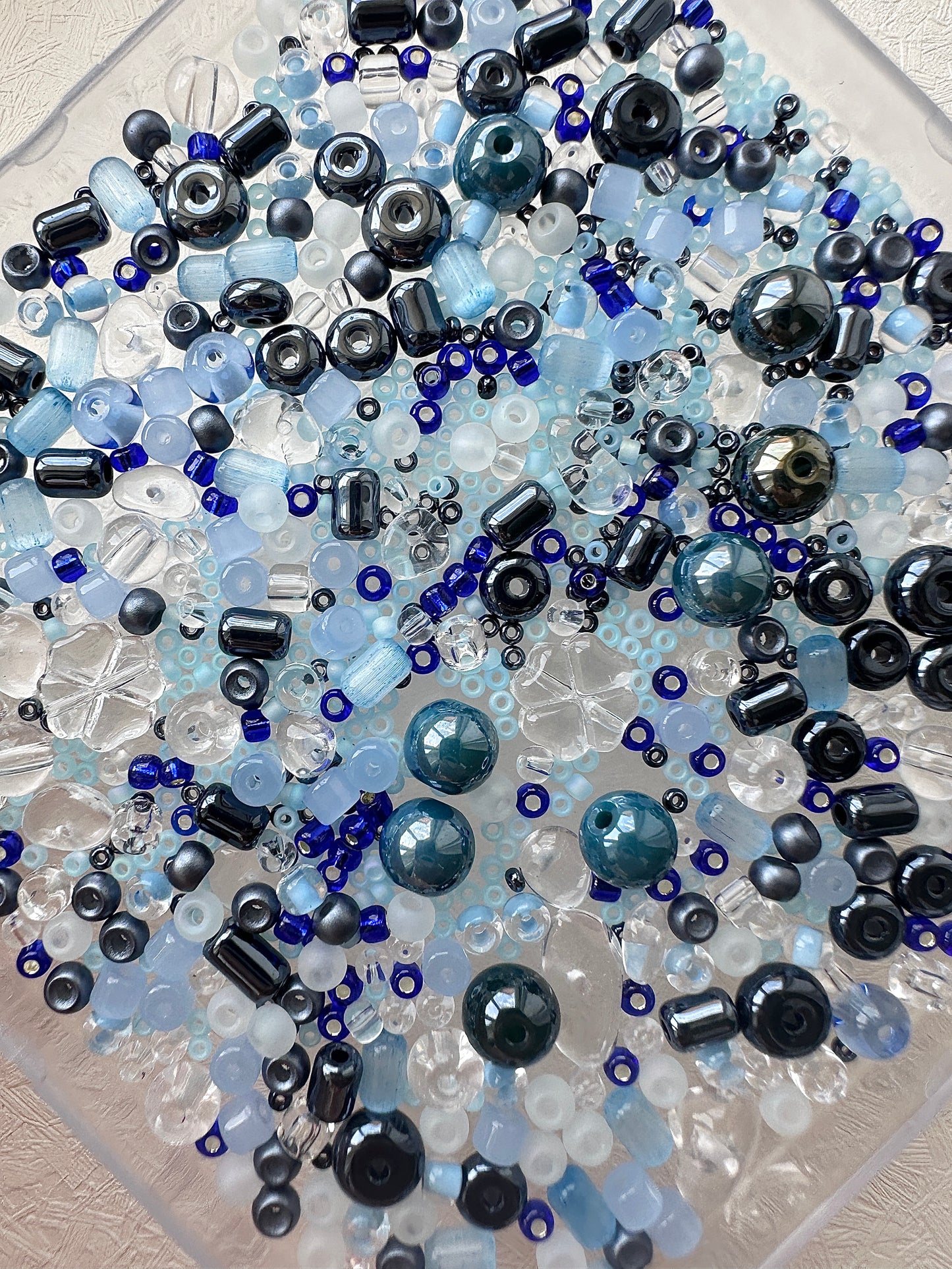 Mixed Bead Soup 50g/Steel blue and Blue