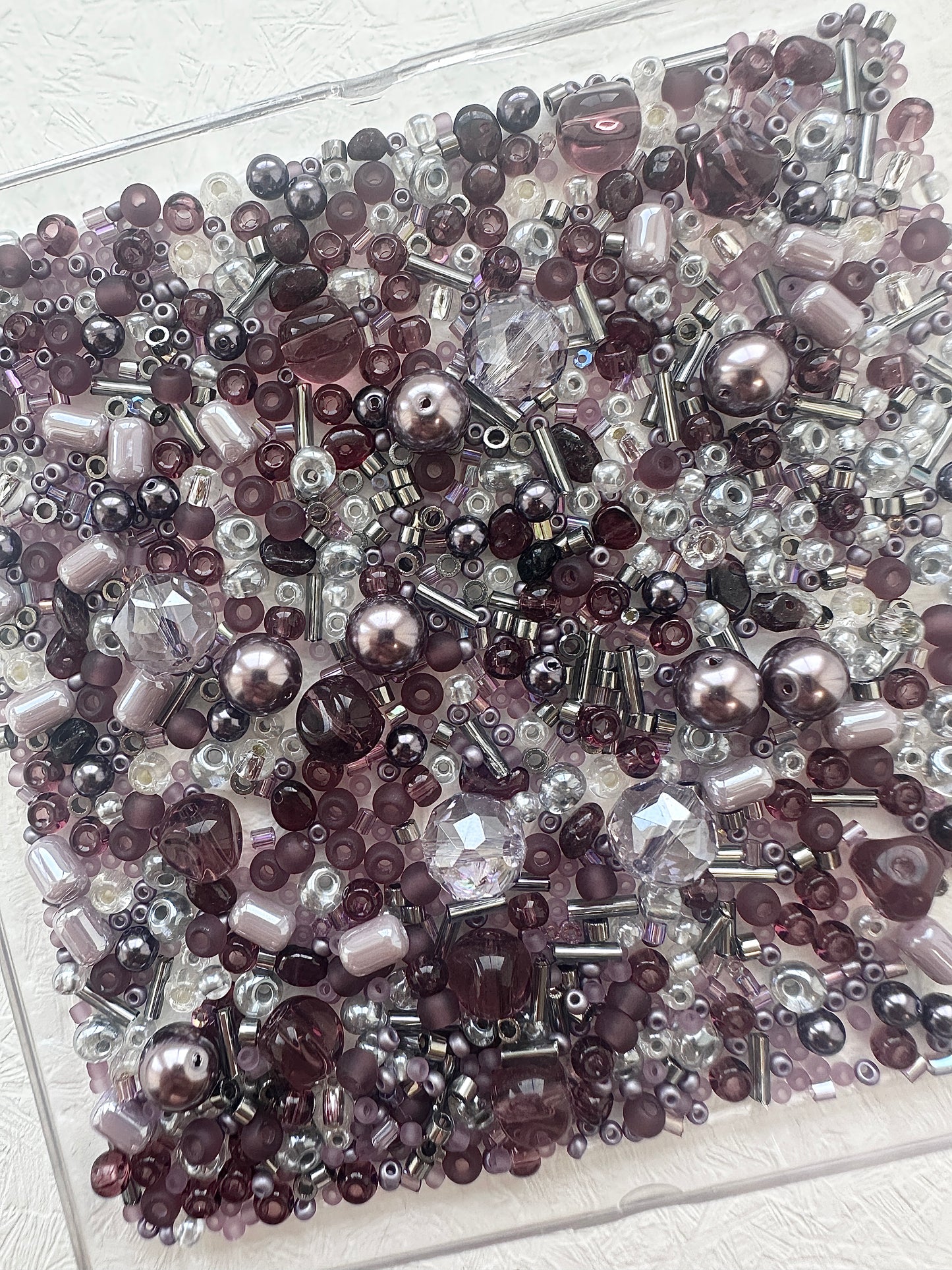 Mixed bead soup 50g/smoky purple and silver