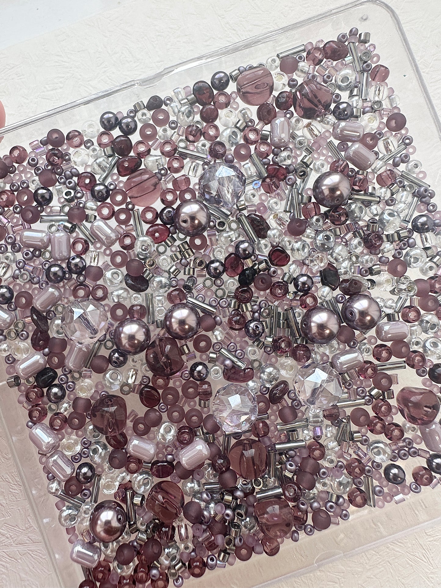 Mixed bead soup 50g/smoky purple and silver