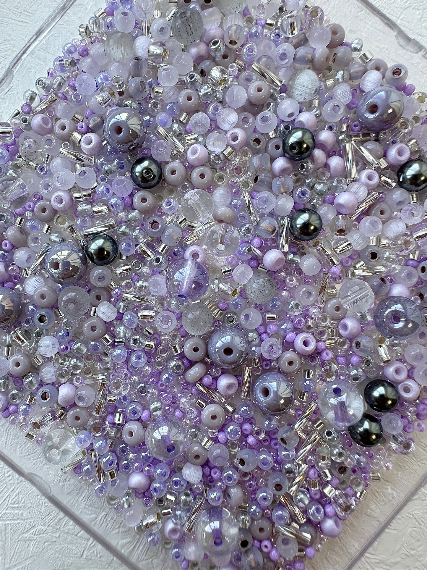 Mixed bead soup 50g/Lilac and silver