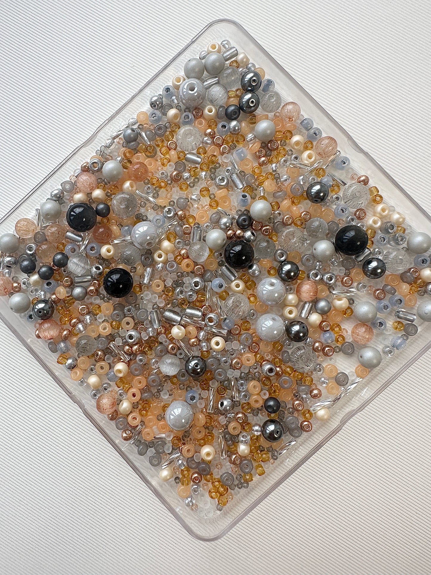 Beads Mix 50g/mixed bead soup/Grey and Apricot