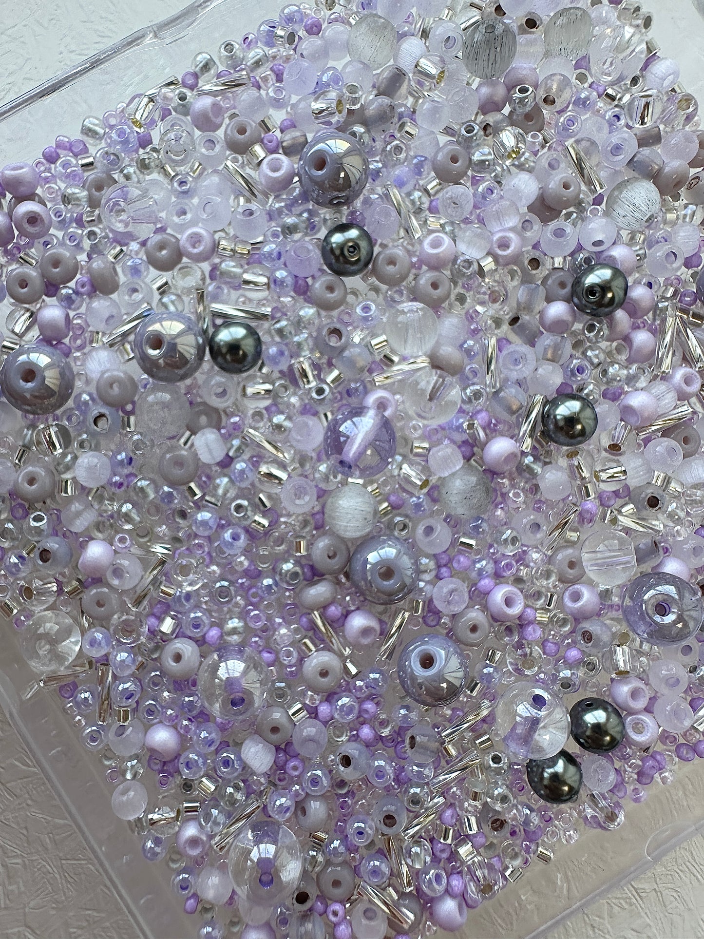 Mixed bead soup 50g/Lilac and silver