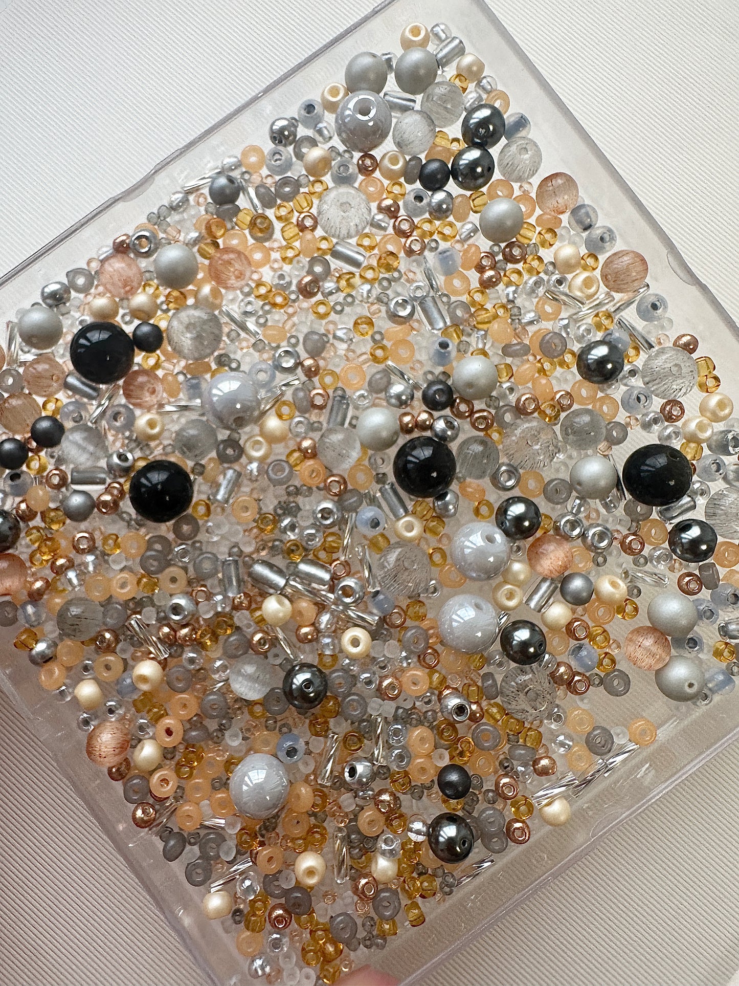 Beads Mix 50g/mixed bead soup/Grey and Apricot