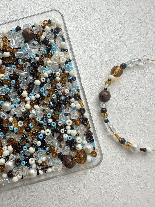 Beads Mixes 50g - Brown and light blue