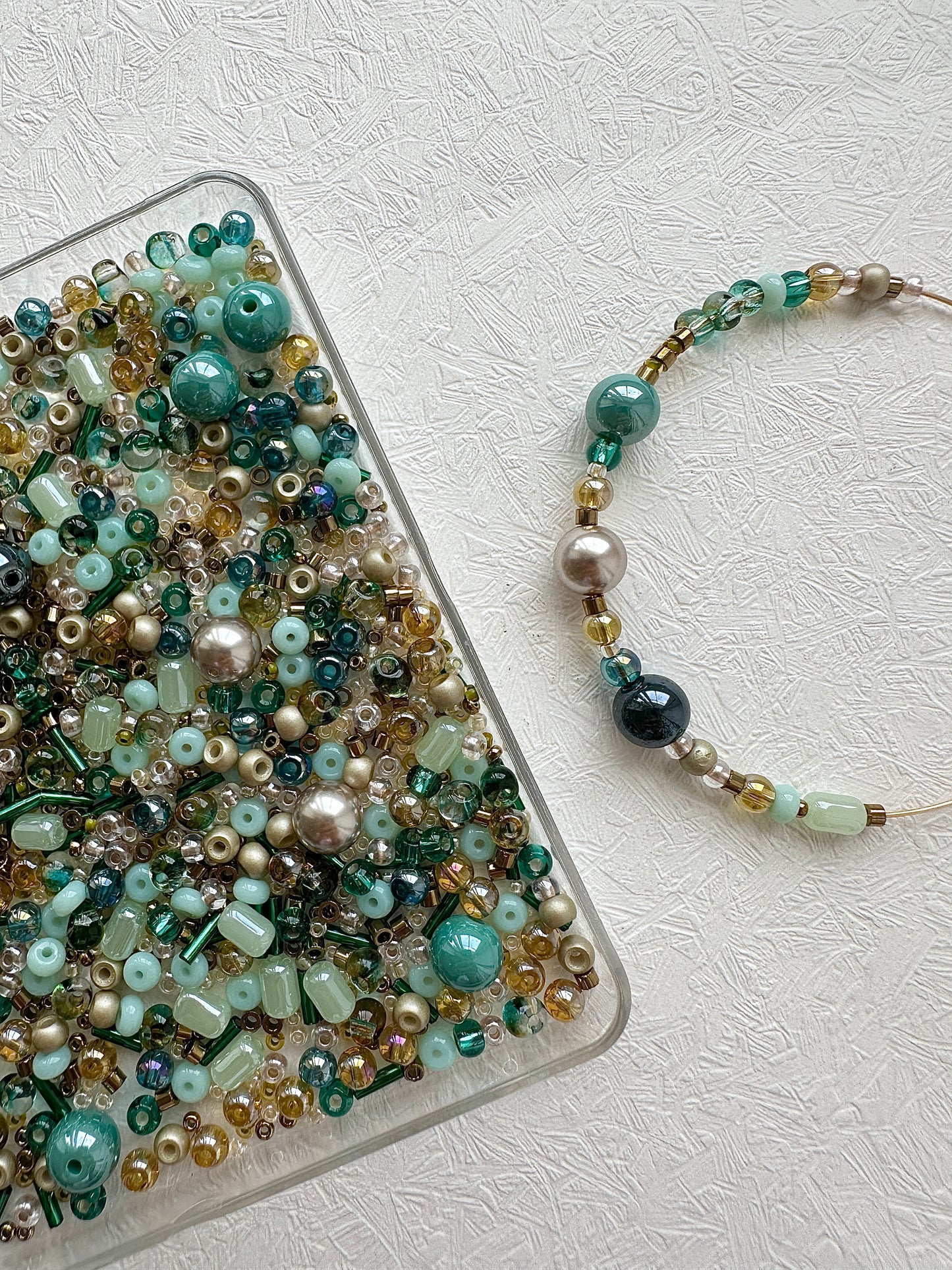 Beads Mixes 50g/ Teal and Gold