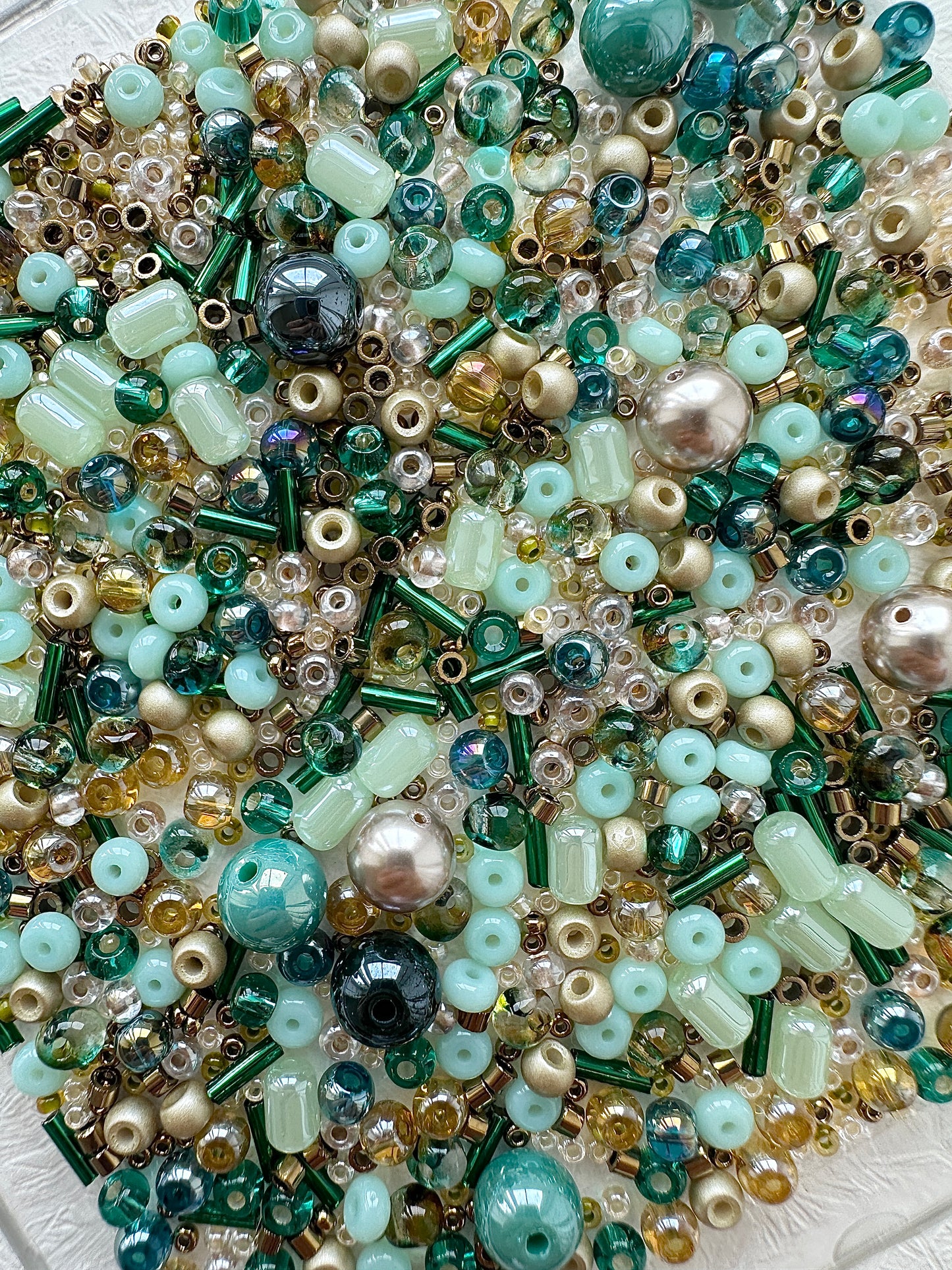 Beads Mixes 50g/ Teal and Gold