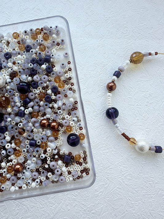 Beads Mixes 50g - Dusty purple and Amber